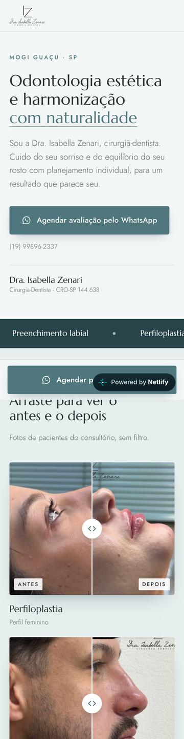 O mesmo site no celular